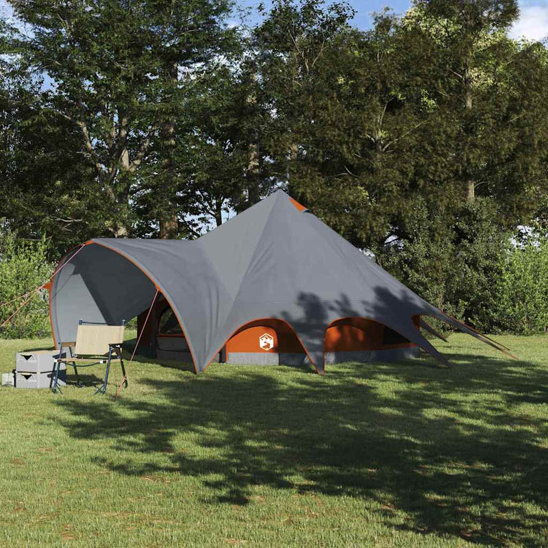 Afbeelding laden in galerijviewer, Vidaxl teepee tent met dak grijs en oranje 600 x 600 x 347 cm

