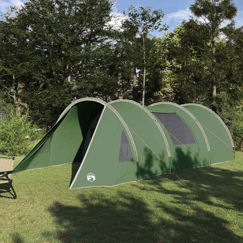 Afbeelding laden in galerijviewer, Vidaxl tunneltent met dak met opslag groen en wit 778 x 356 x 210 cm
