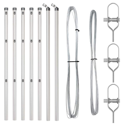 Vidaxl afrasteringspaal 7 pcs zilver staal