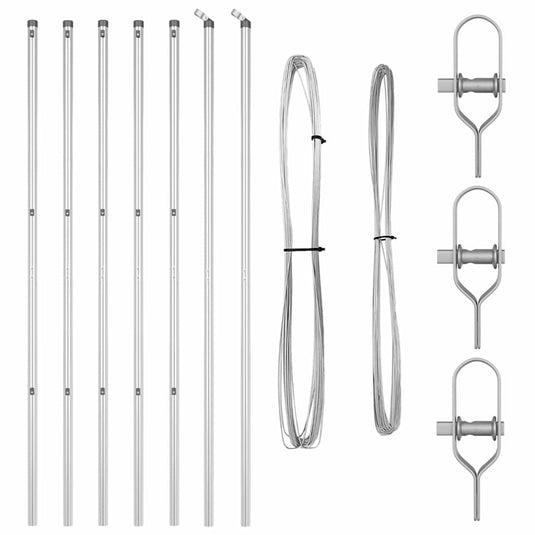 Vidaxl afrasteringspaal 7 pcs zilver staal