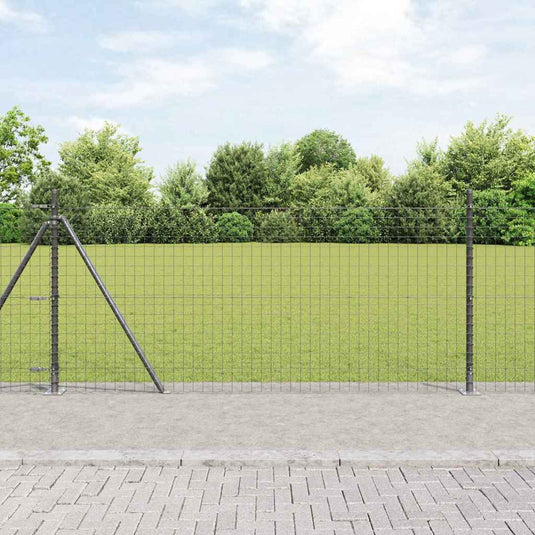 Vidaxl afrasteringspaal 7 pcs grijs staal