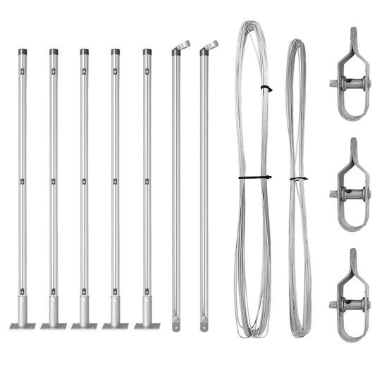 Vidaxl afrasteringspaal 7 pcs zilver staal
