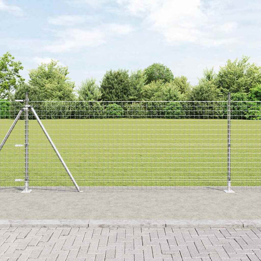 Vidaxl afrasteringspaal 7 pcs zilver staal