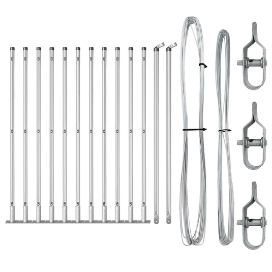 Vidaxl afrasteringspaal 13 pcs zilver staal