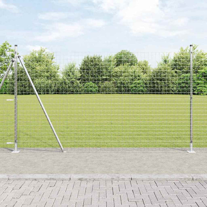 Afbeelding laden in galerijviewer, Vidaxl afrasteringspaal 7 pcs zilver staal
