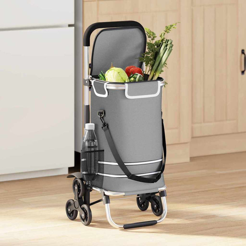 Afbeelding laden in galerijviewer, Vidaxl winkel trolley 1 grijs 47 x 39 x 100,5 cm oxford stof
