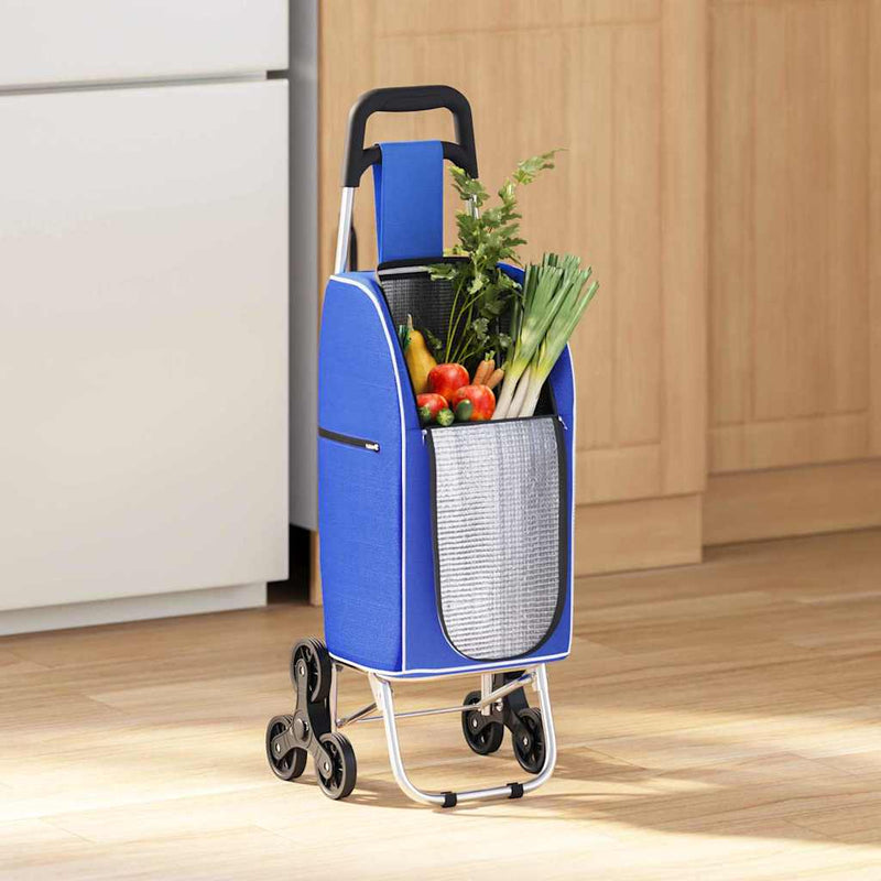 Afbeelding laden in galerijviewer, Vidaxl winkel trolley blauw 39,5 x 33 x 93 cm oxford stof
