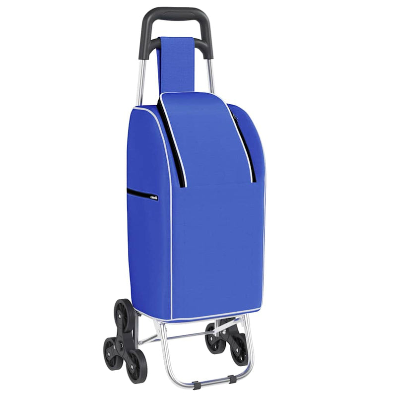 Afbeelding laden in galerijviewer, Vidaxl winkel trolley blauw 39,5 x 33 x 93 cm oxford stof
