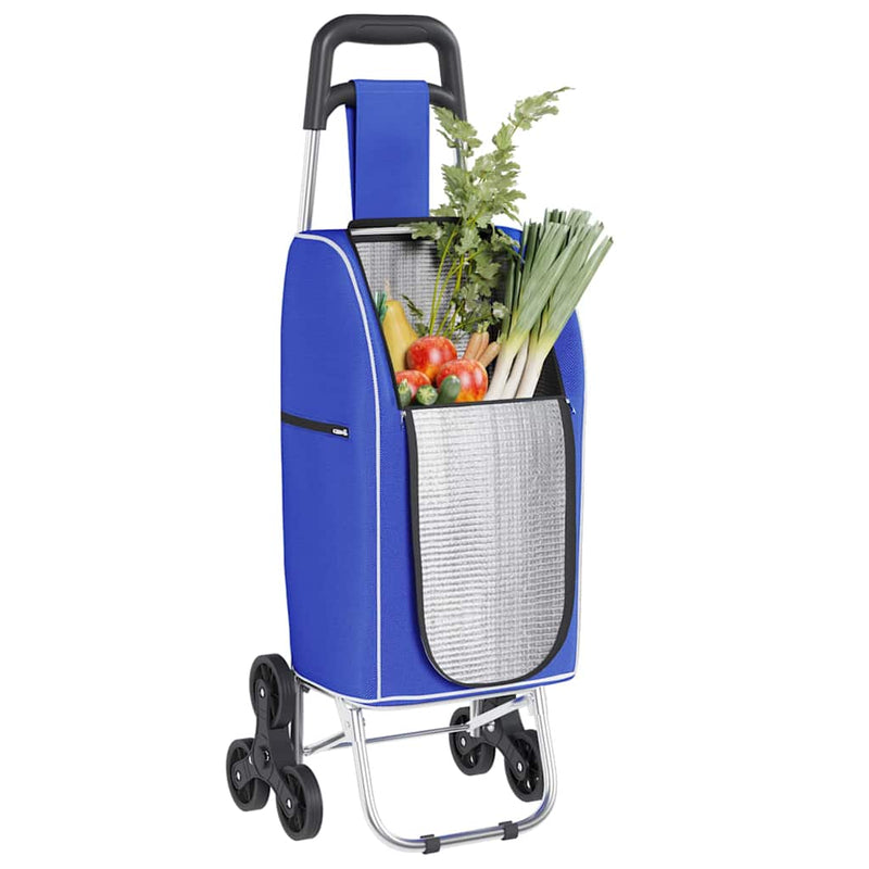 Afbeelding laden in galerijviewer, Vidaxl winkel trolley blauw 39,5 x 33 x 93 cm oxford stof
