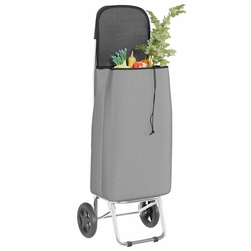 Afbeelding laden in galerijviewer, Vidaxl winkel trolley grijs 35 x 28 x 92 cm oxford stof
