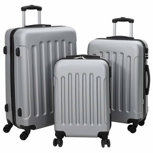 Vidaxl koffer met slot 3 st zilver 50 x 31 x 78 cm abs kunststof