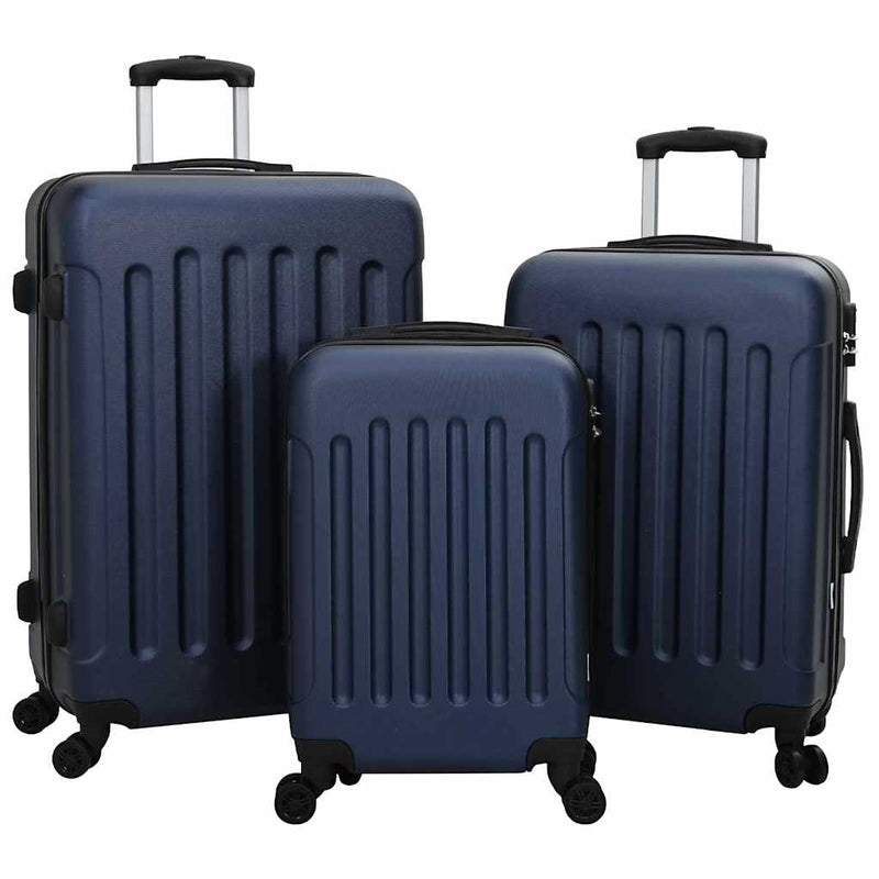Afbeelding laden in galerijviewer, Vidaxl koffer met slot 3 pcs donkerblauw 50 x 31 x 78 cm abs kunststof
