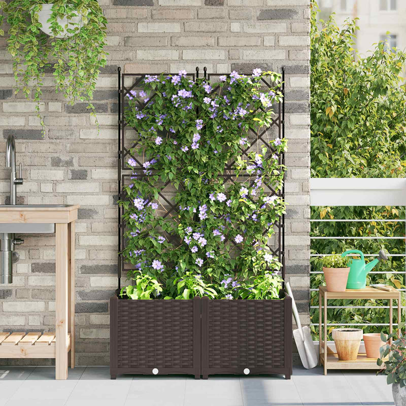 Afbeelding laden in galerijviewer, Vidaxl plantenbak 2 st bruin 80 x 40 x 143 cm pp

