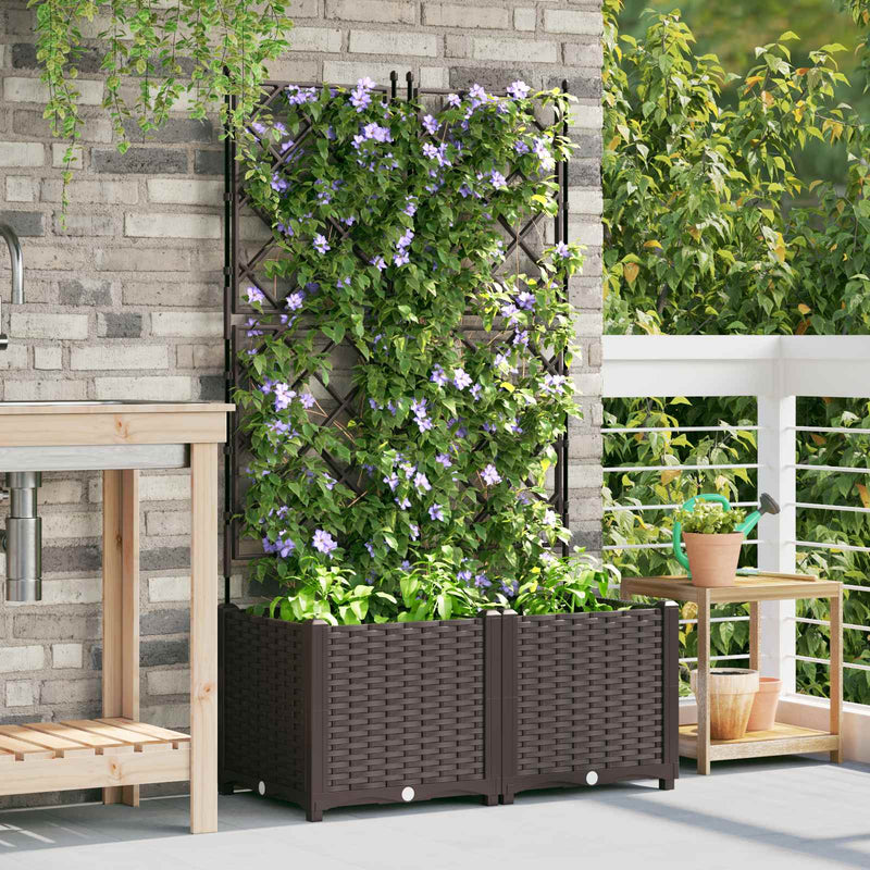 Afbeelding laden in galerijviewer, Vidaxl plantenbak 2 st bruin 80 x 40 x 143 cm pp
