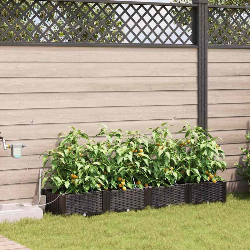 Afbeelding laden in galerijviewer, Vidaxl tuin bloempot 4 pcs bruin staal
