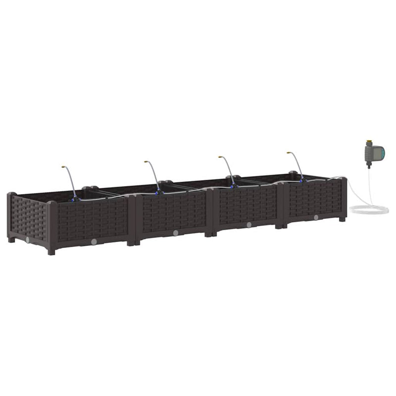 Afbeelding laden in galerijviewer, Vidaxl tuin bloempot 4 pcs bruin staal
