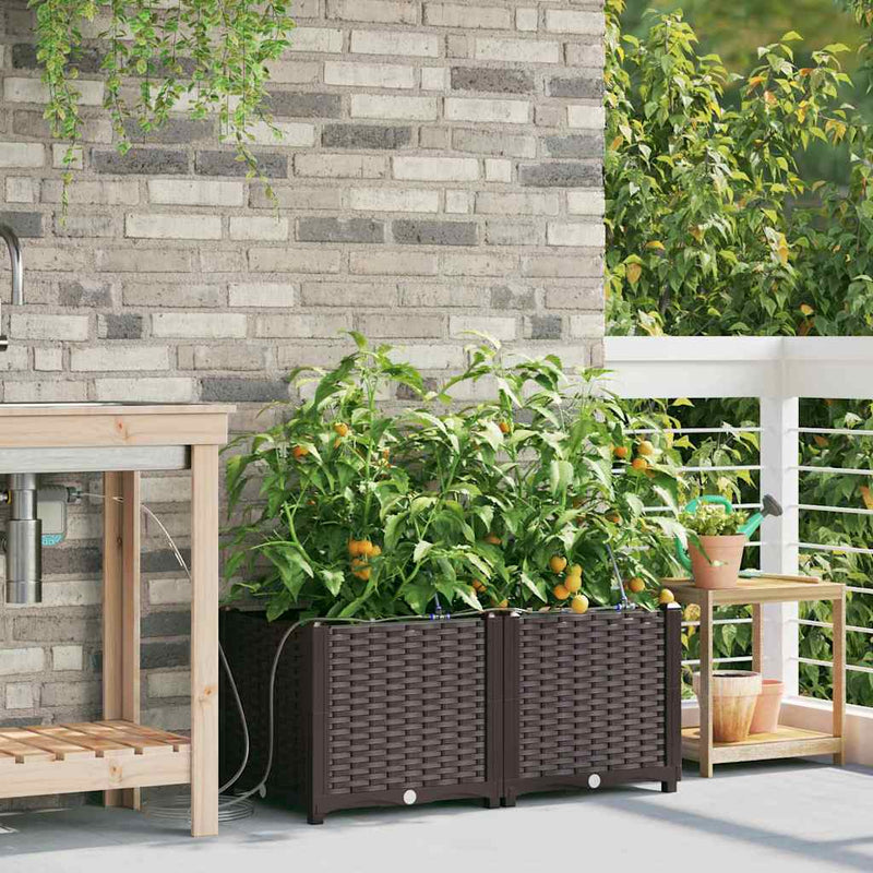 Afbeelding laden in galerijviewer, Vidaxl tuin bloempot 2 pcs bruin staal
