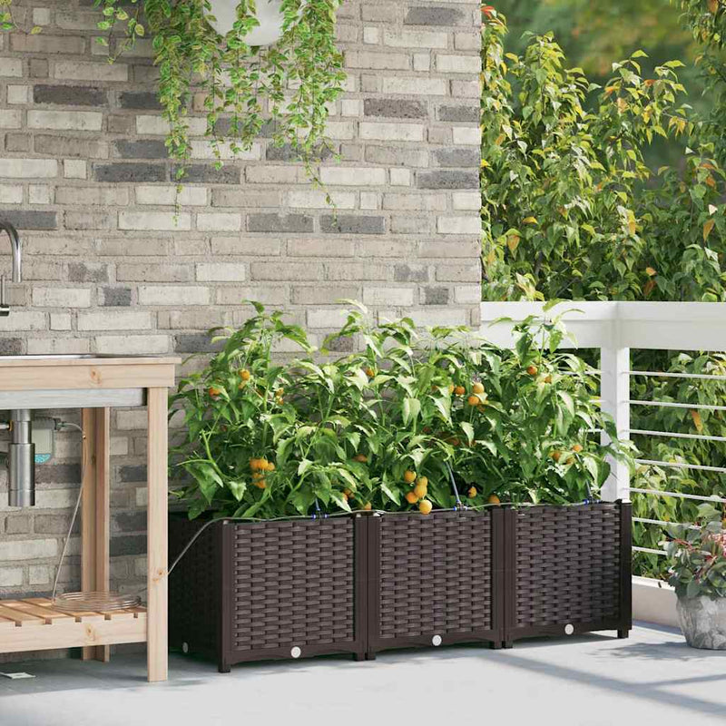 Afbeelding laden in galerijviewer, Vidaxl tuin bloempot 3 pcs bruin staal
