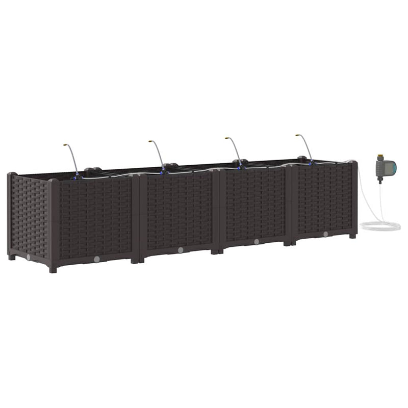 Afbeelding laden in galerijviewer, Vidaxl tuin bloempot 4 pcs bruin staal
