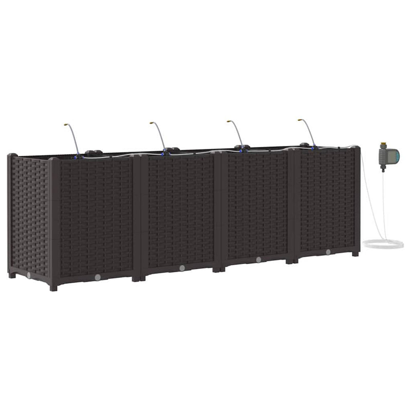 Afbeelding laden in galerijviewer, Vidaxl tuin bloempot 4 pcs bruin staal
