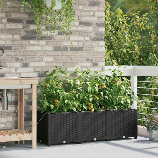 Vidaxl tuin bloempot 3 pcs zwart staal