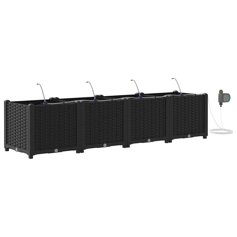 Afbeelding laden in galerijviewer, Vidaxl tuin bloempot 4 pcs zwart staal
