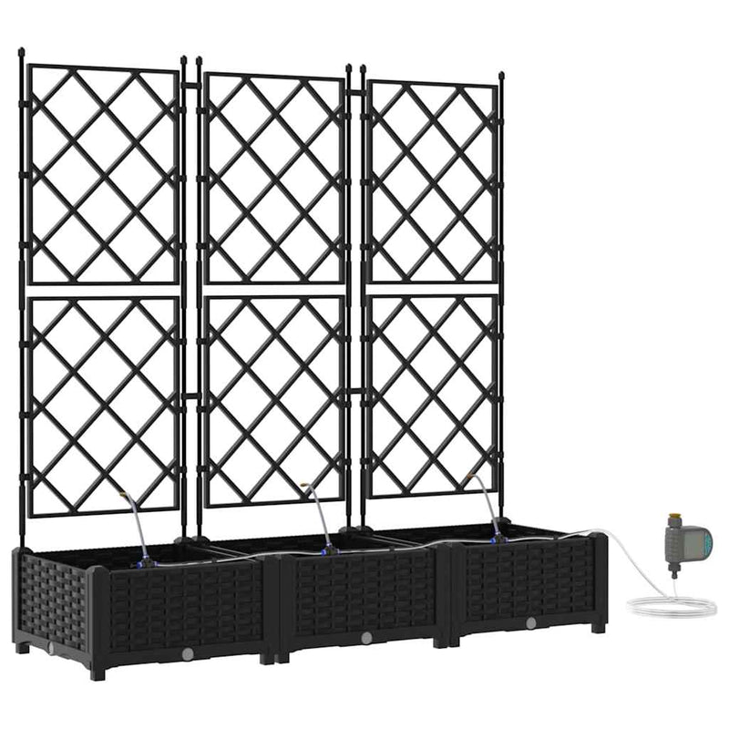 Afbeelding laden in galerijviewer, Vidaxl plantenbak 3 st zwart 120 x 40 x 126 cm pp
