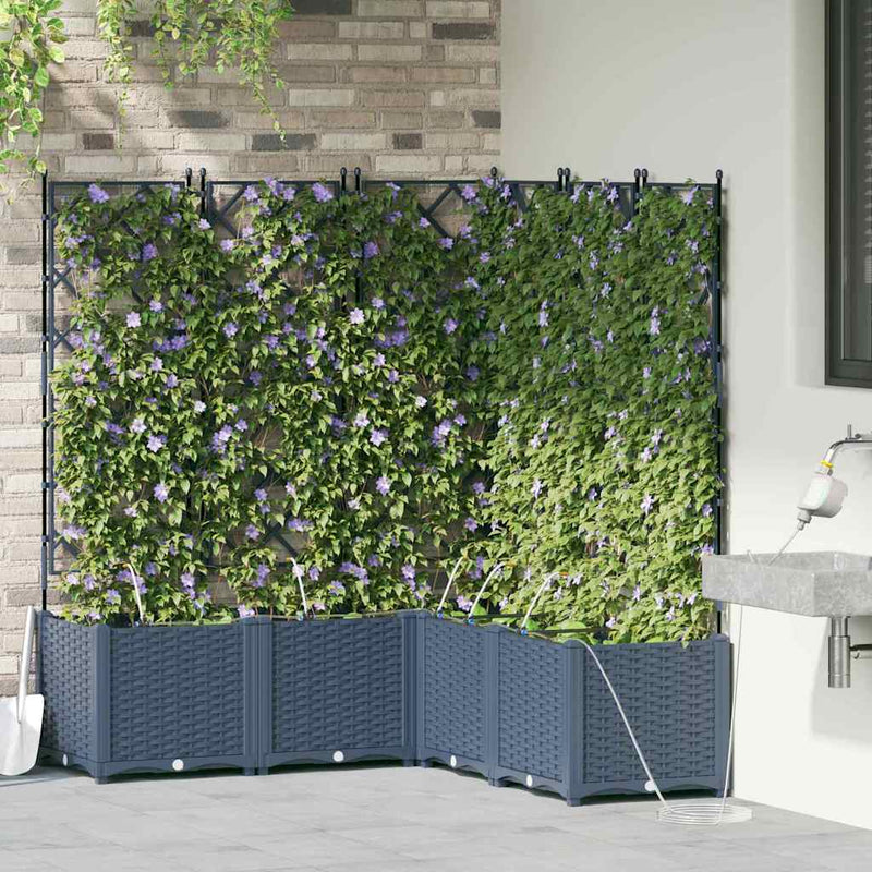 Afbeelding laden in galerijviewer, Vidaxl tuin bloempot grijs 40 x 40 x 125,5 cm staal
