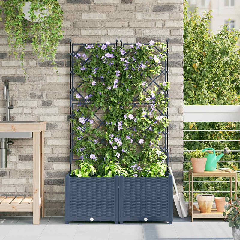 Afbeelding laden in galerijviewer, Vidaxl plantenbak 2 st grijs 80 x 40 x 143 cm pp
