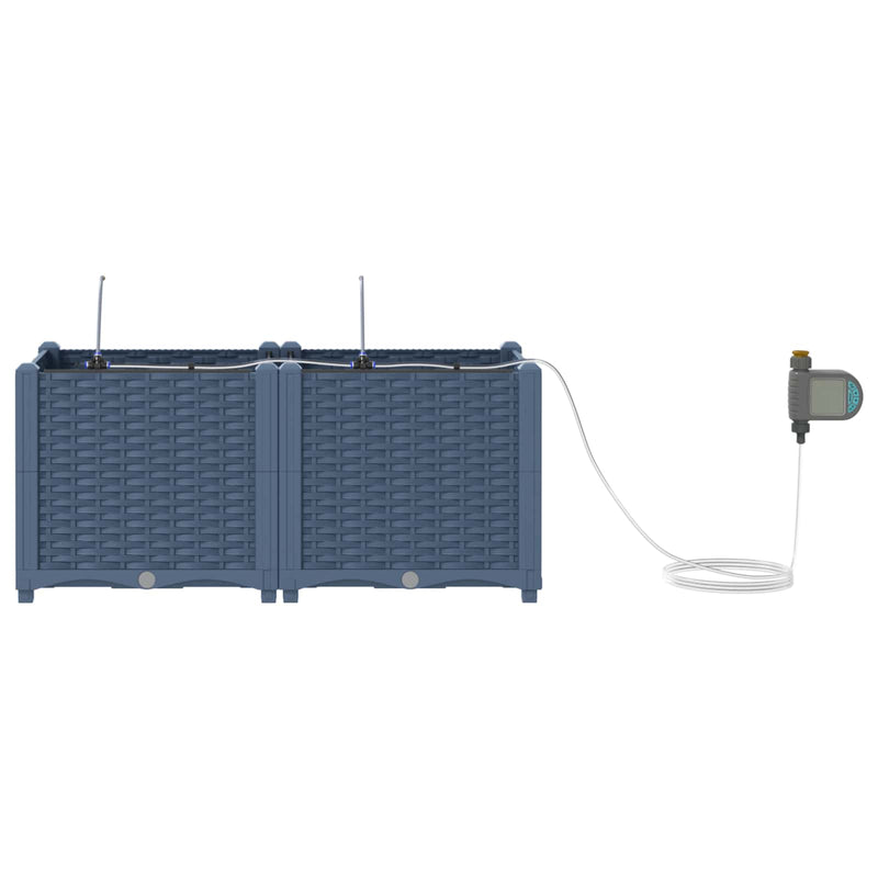 Afbeelding laden in galerijviewer, Vidaxl tuin bloempot 2 pcs grijs 120 x 120 x 142 cm staal
