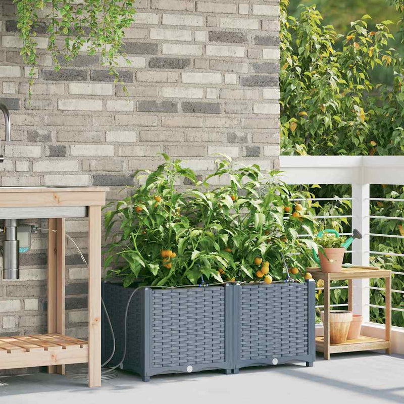 Afbeelding laden in galerijviewer, Vidaxl tuin bloempot 2 pcs licht grijs staal
