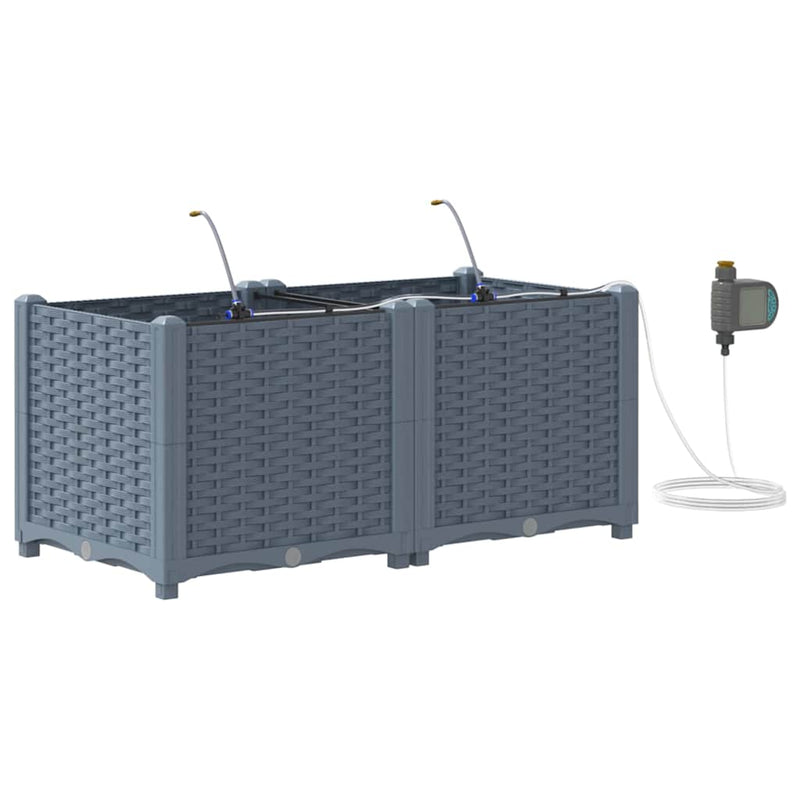 Afbeelding laden in galerijviewer, Vidaxl tuin bloempot 2 pcs licht grijs staal
