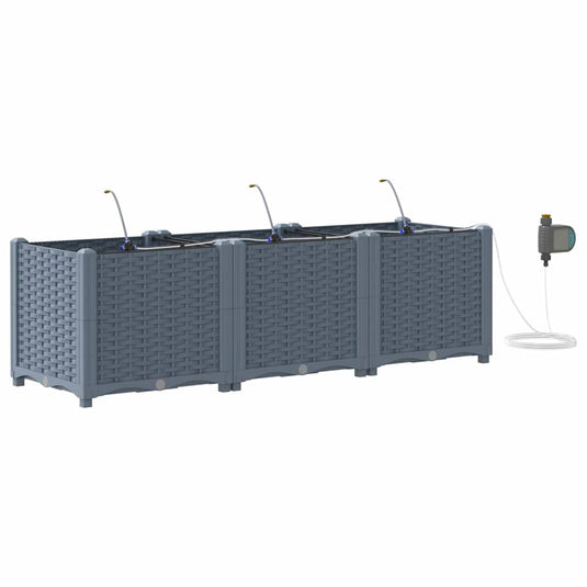Vidaxl tuin bloempot 3 pcs licht grijs staal