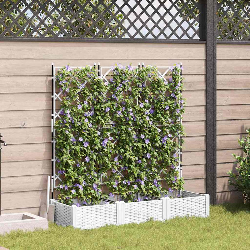 Afbeelding laden in galerijviewer, Vidaxl plantenbak 3 st wit 120 x 40 x 125,5 cm pp
