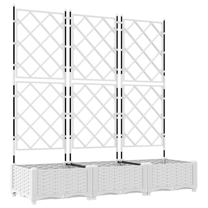 Afbeelding laden in galerijviewer, Vidaxl plantenbak 3 st wit 120 x 40 x 125,5 cm pp
