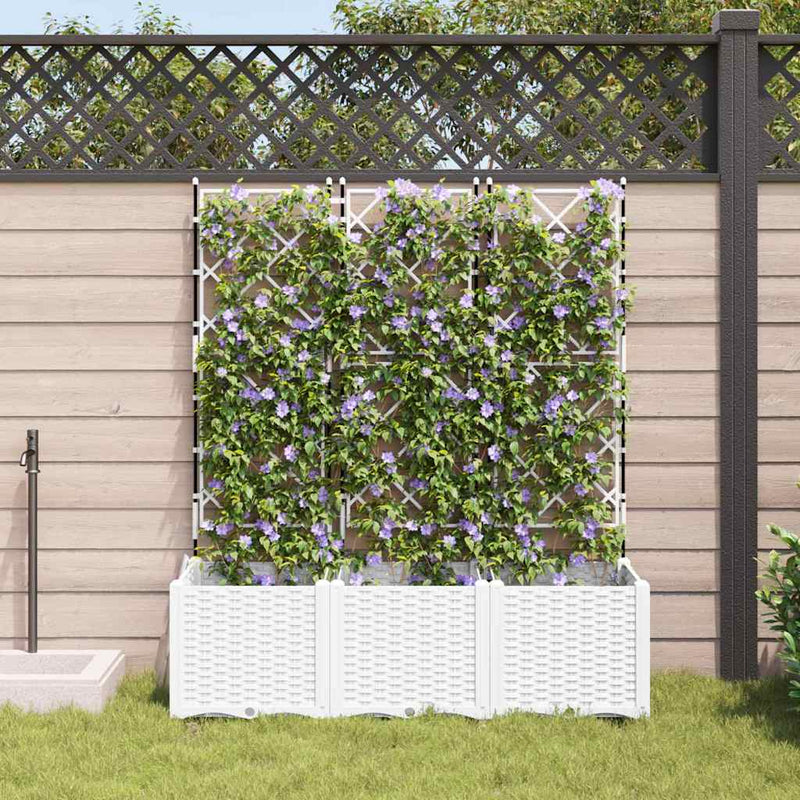 Afbeelding laden in galerijviewer, Vidaxl plantenbak 3 st wit 120 x 40 x 143 cm pp
