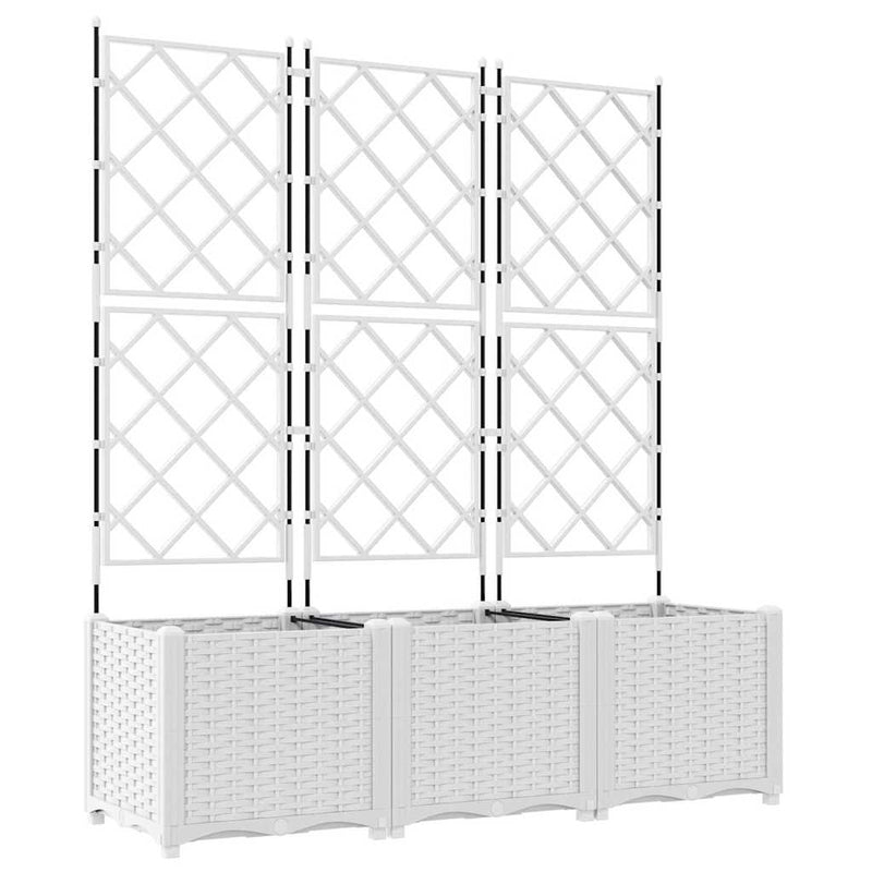 Afbeelding laden in galerijviewer, Vidaxl plantenbak 3 st wit 120 x 40 x 143 cm pp
