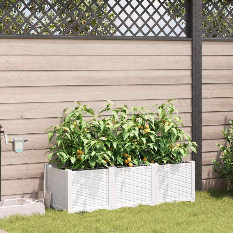 Afbeelding laden in galerijviewer, Vidaxl tuin bloempot 3 pcs wit staal
