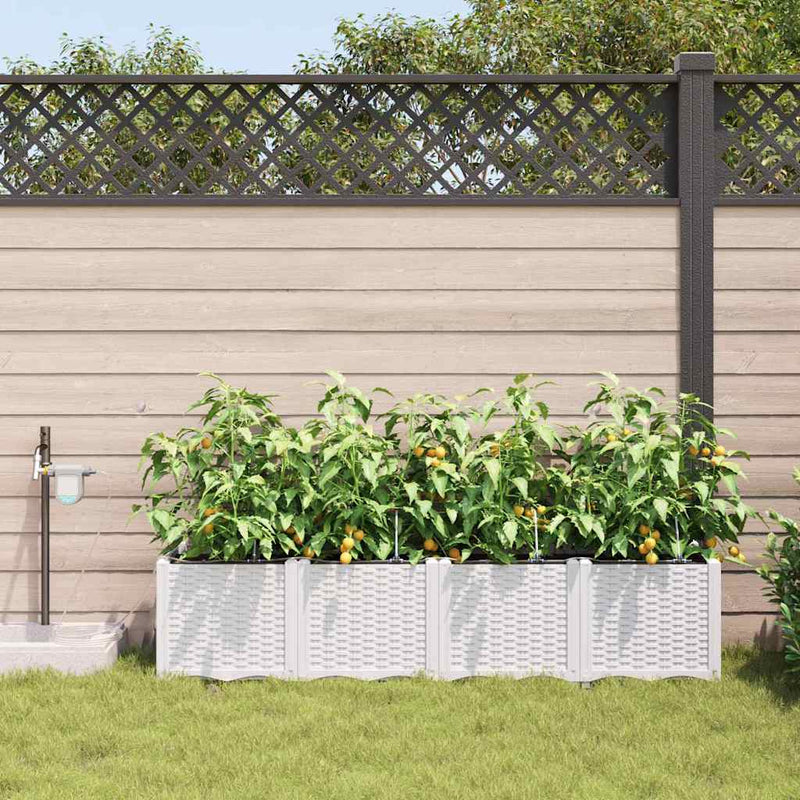 Afbeelding laden in galerijviewer, Vidaxl tuin bloempot 4 pcs wit staal
