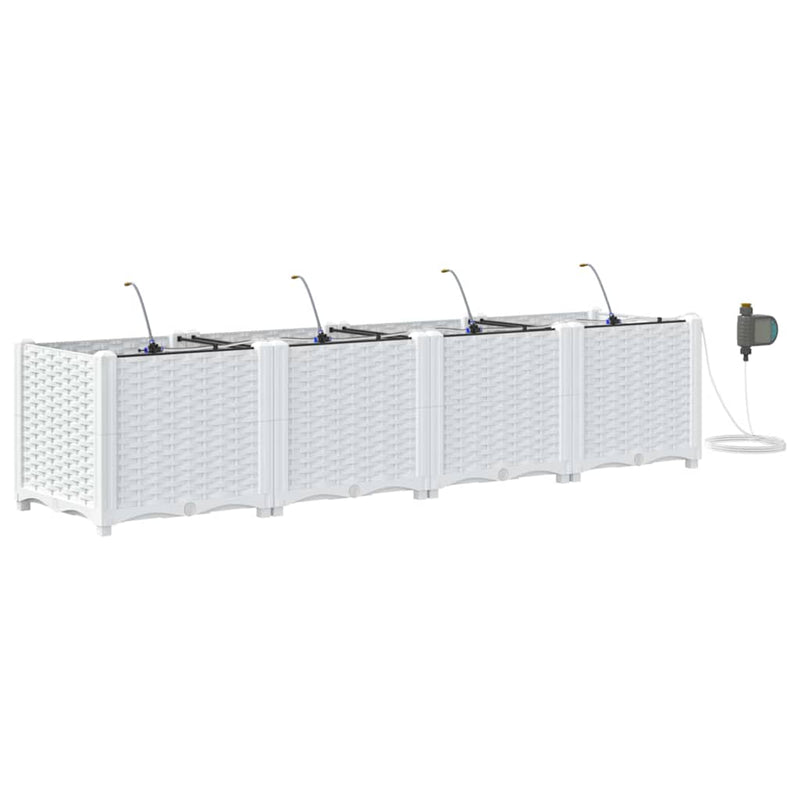 Afbeelding laden in galerijviewer, Vidaxl tuin bloempot 4 pcs wit staal
