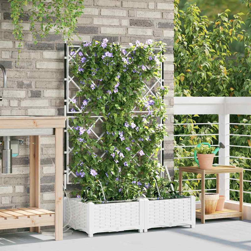 Afbeelding laden in galerijviewer, Vidaxl plantenbak 2 st wit 80 x 40 x 126 cm pp
