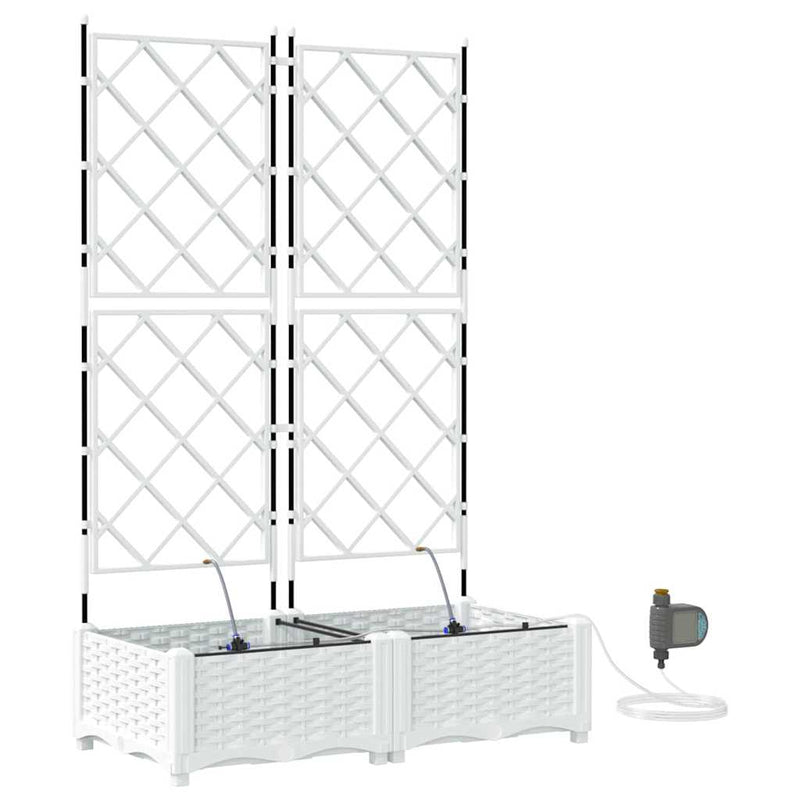 Afbeelding laden in galerijviewer, Vidaxl plantenbak 2 st wit 80 x 40 x 126 cm pp
