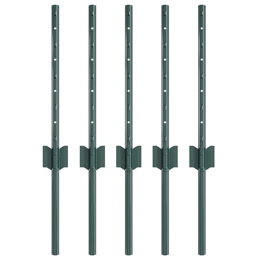 Vidaxl afrasteringspaal 5 pcs groen 80 cm staal