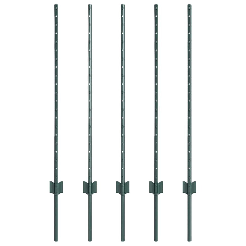 Afbeelding laden in galerijviewer, Vidaxl afrasteringspaal 5 pcs groen 140 cm staal
