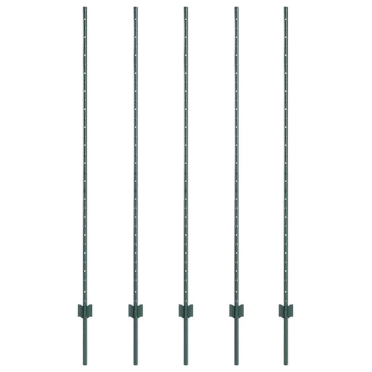 Vidaxl afrasteringspaal 5 pcs groen 150 cm staal