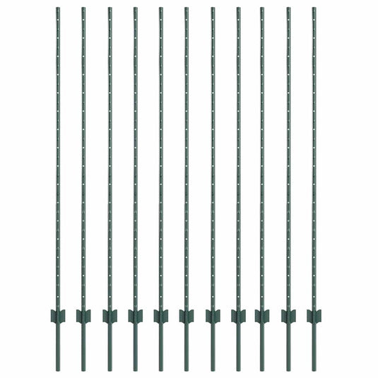 Vidaxl afrasteringspaal 11 pcs groen 150 cm staal