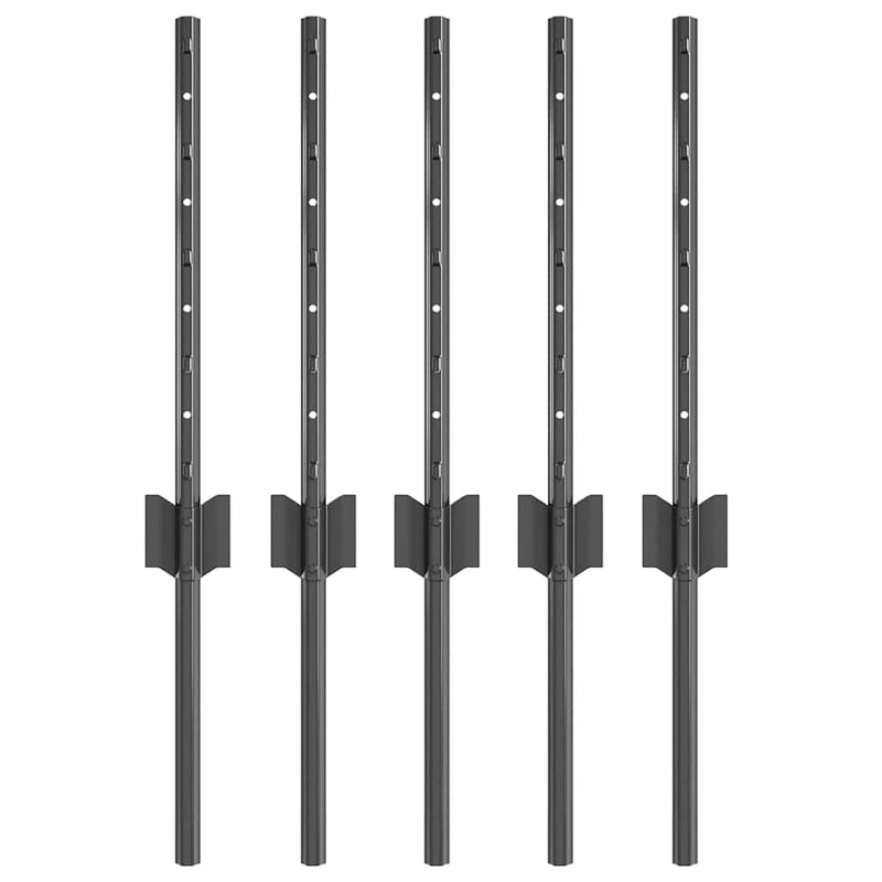 Afbeelding laden in galerijviewer, Vidaxl afrasteringspaal 5 pcs grijs 40 cm staal
