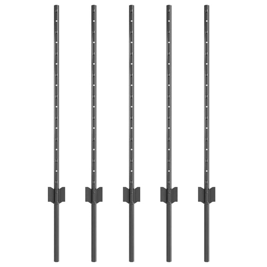 Vidaxl afrasteringspaal 5 pcs grijs 80 cm staal