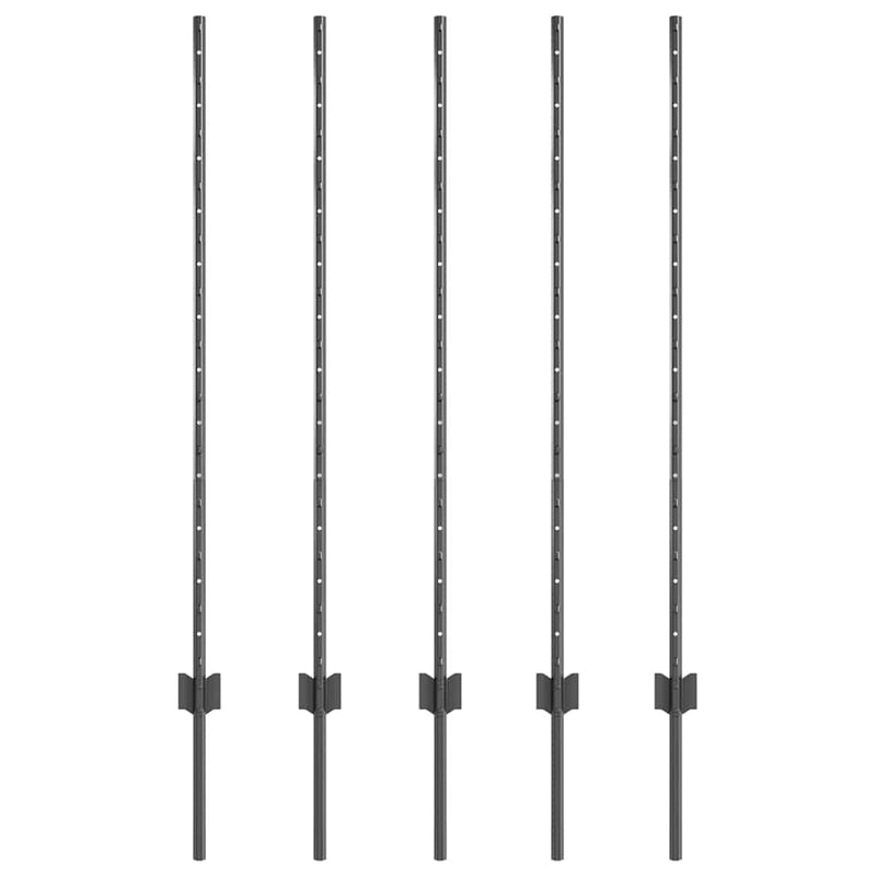Afbeelding laden in galerijviewer, Vidaxl afrasteringspaal 5 pcs grijs 120 cm staal

