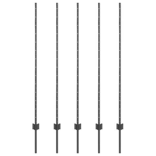 Vidaxl afrasteringspaal 5 pcs grijs 140 cm staal